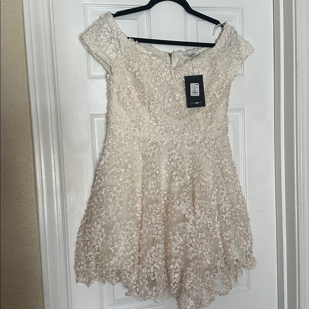 Fashion Nova Ivory Flare Dress simple bridal mini dress